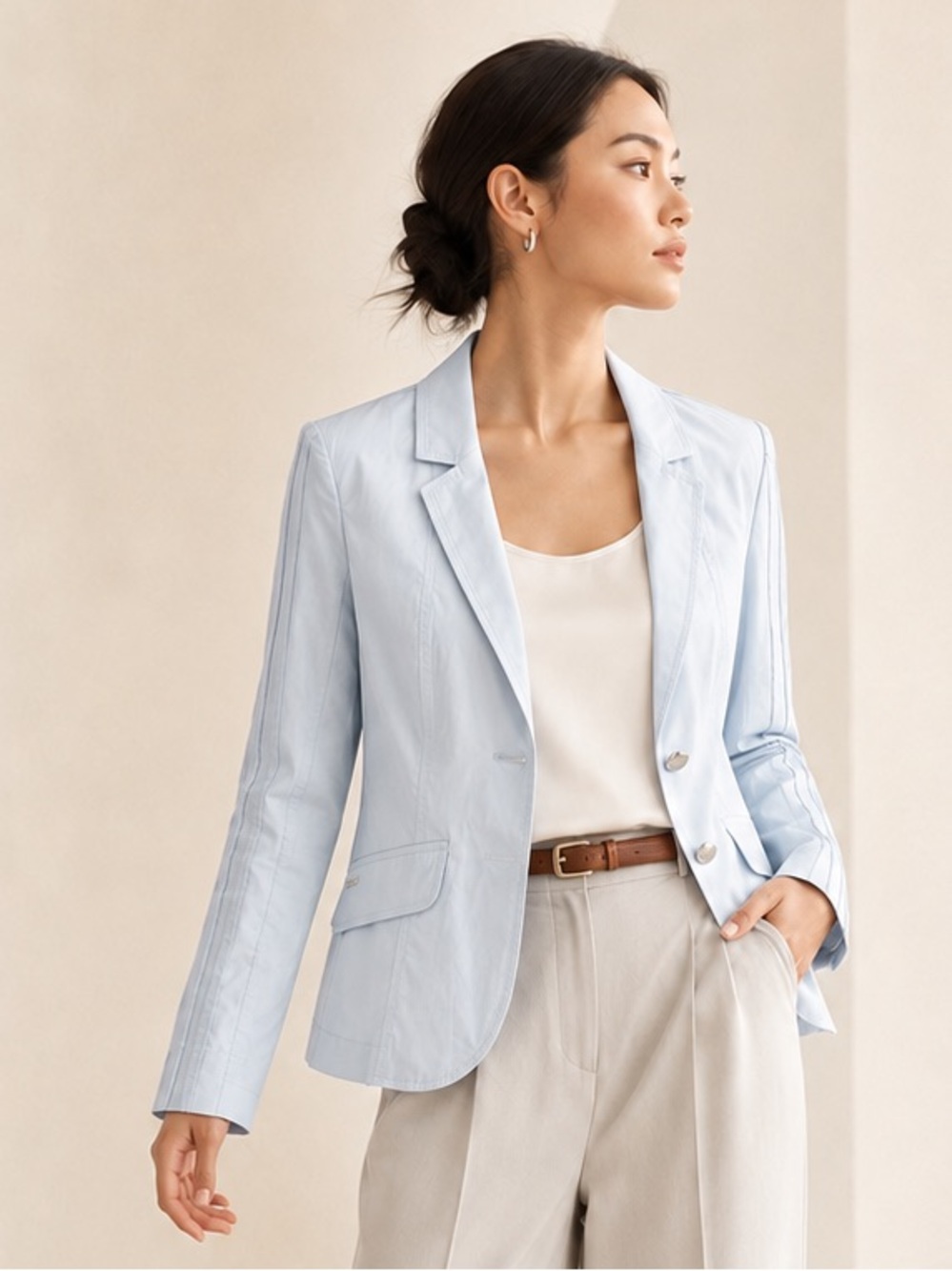 AIRFIELD Salina Ice Blue Sport Stripe Cotton Blazer US Sz S